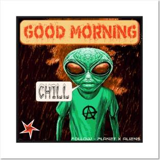 Funny Alien Chill Out Sci Fi Meme Posters and Art